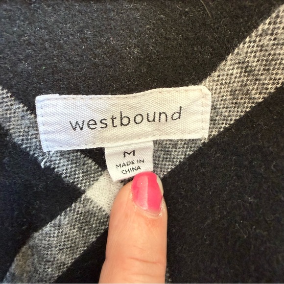 Westbound Black White Windowpane Plaid Button-up Grunge Urban Lumberjack Flannel - Picture 7 of 9